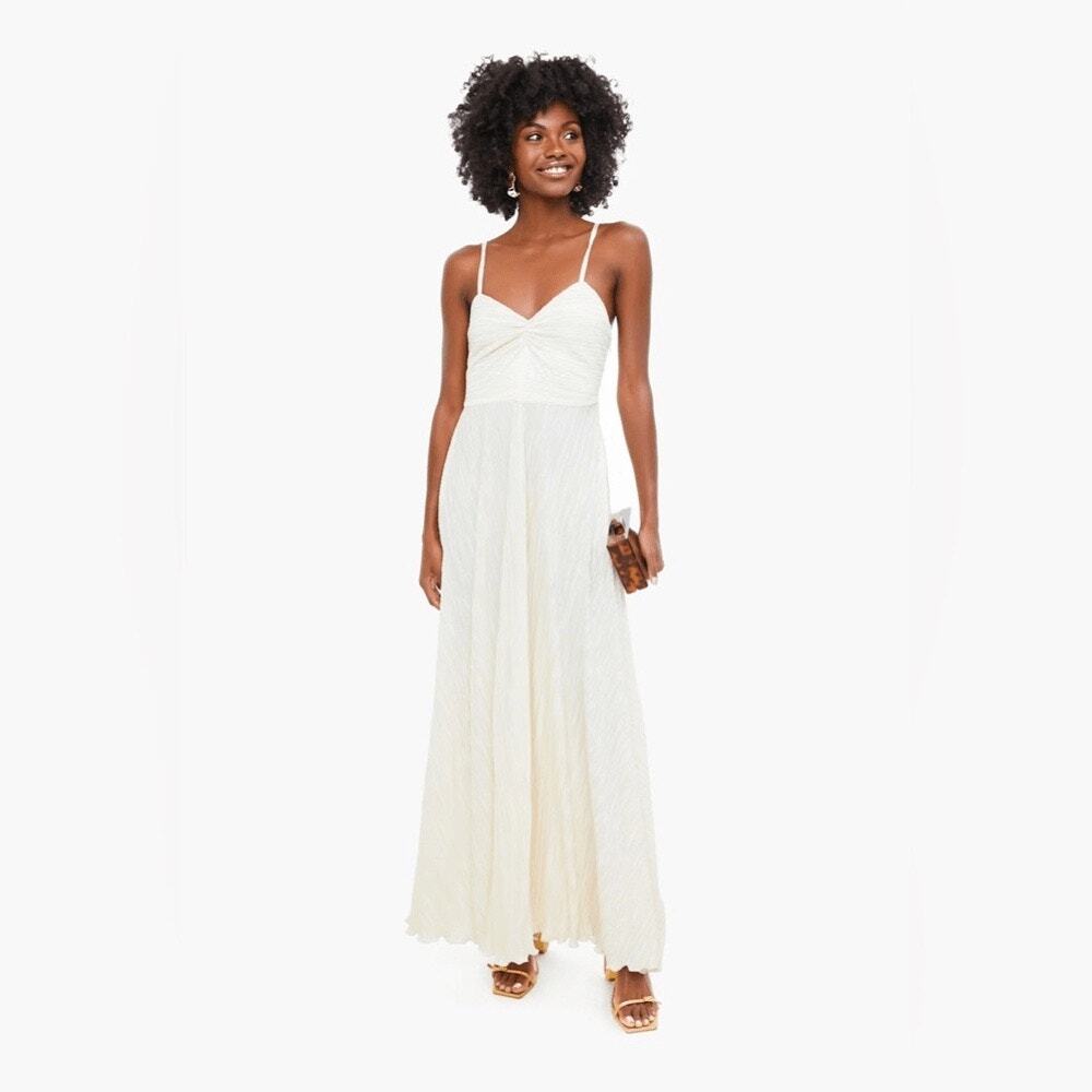 Love Shack Fancy Cateleya Dress Cream Bridal Maxi Dress Pleated Ethereal 4